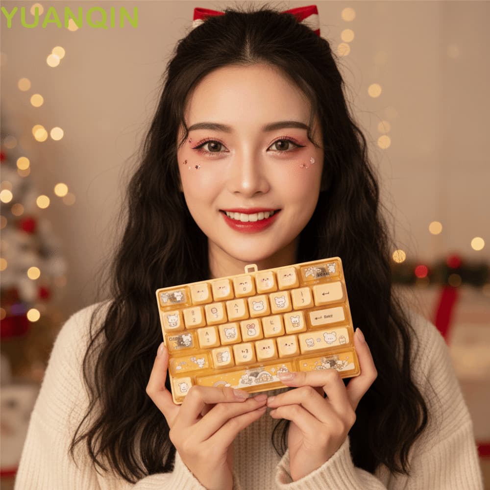 YUANQINZT Mini Teclado Mecânico , 26 Teclas Mecânicas Desenho Animado Urso Brinquedo Fidget , Tamanho Compacto