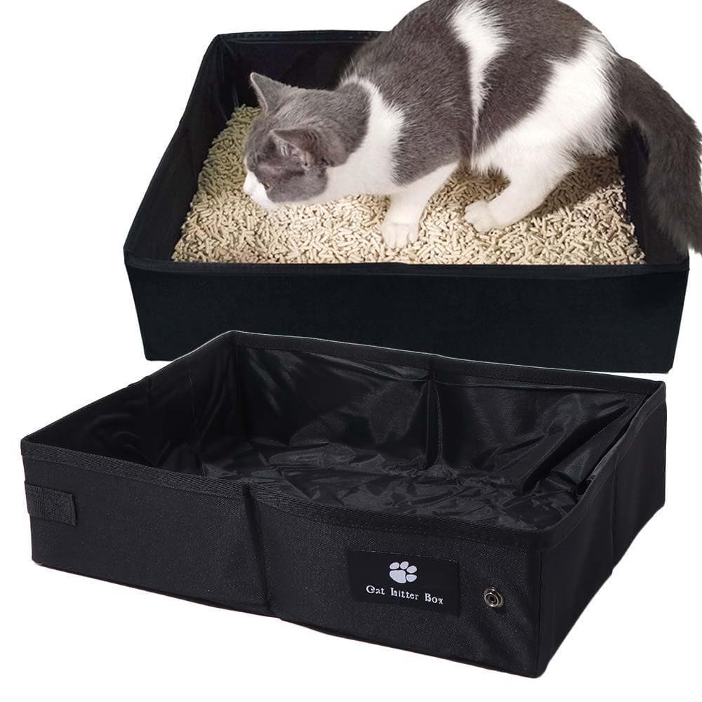 Caixa De Areia Portátil Para Gatos , Lixeira Dobrável Animais De Estimação Oxford , Bandeja Sanitária Reutilizável À Pro