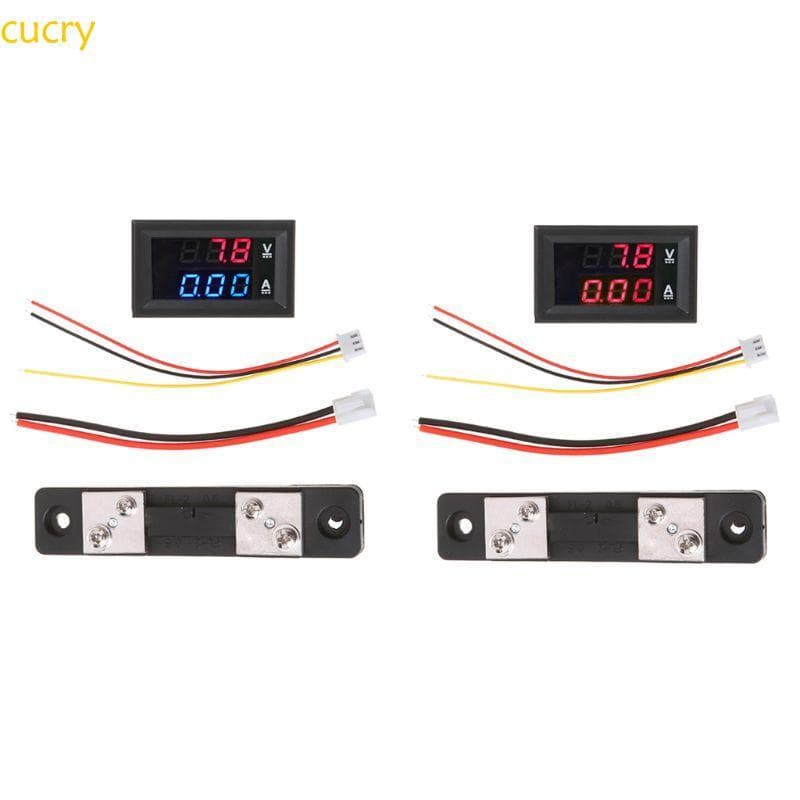 cucry Prático Voltímetro Digital Amperímetro Vermelho E Multímetro Tensão Corrente Shunt 0-100V 50A 0 28 Display