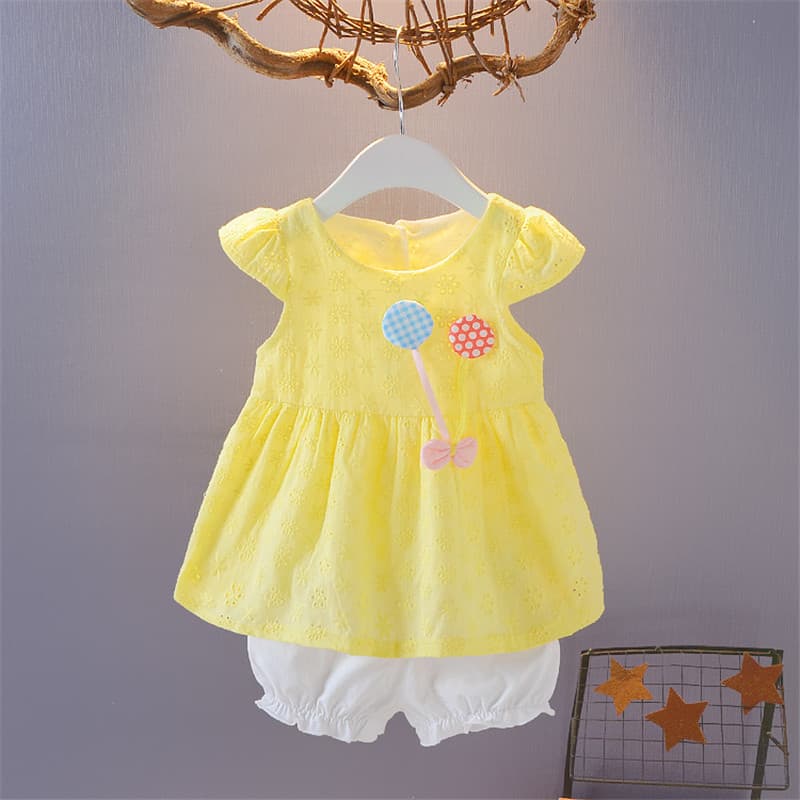Bebê menina verão terno 0-1-3 anos de idade menina verão terno roupas de bebê de manga curta menina terno de duas peças 