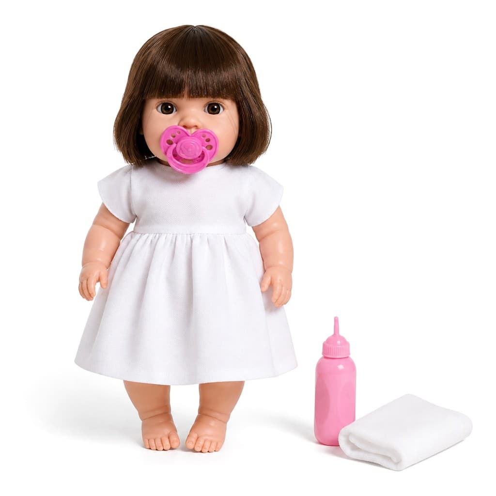 Boneca Bebê Infantil 36cm Baby Com Acessórios Mamadeira Chupeta Vinil Menina - Bambola