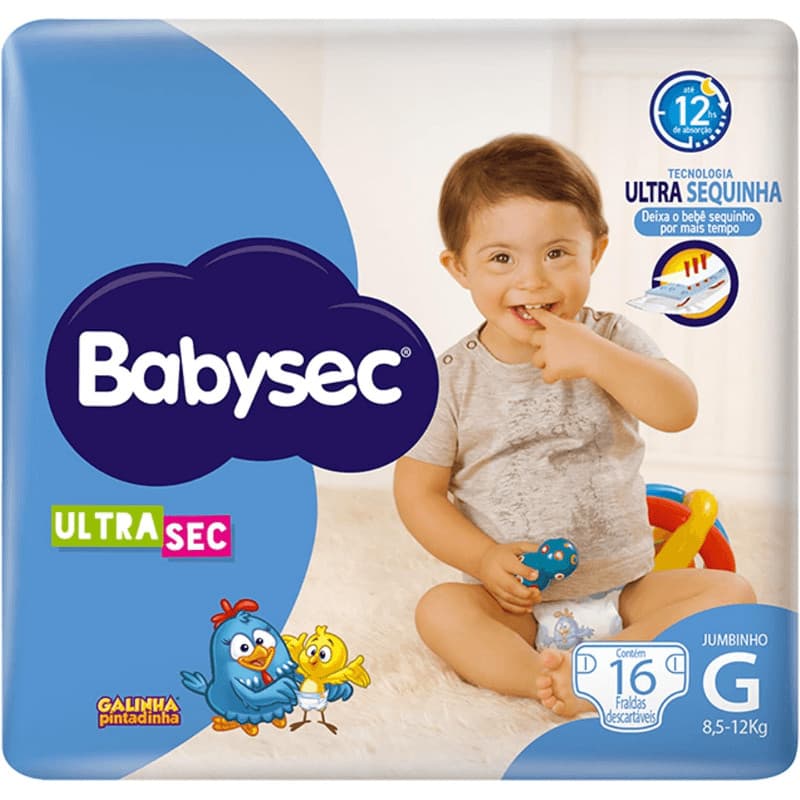 Fralda Babysec Ultrasec Jumbinho Galinha Pintadinha G com 16 unidades