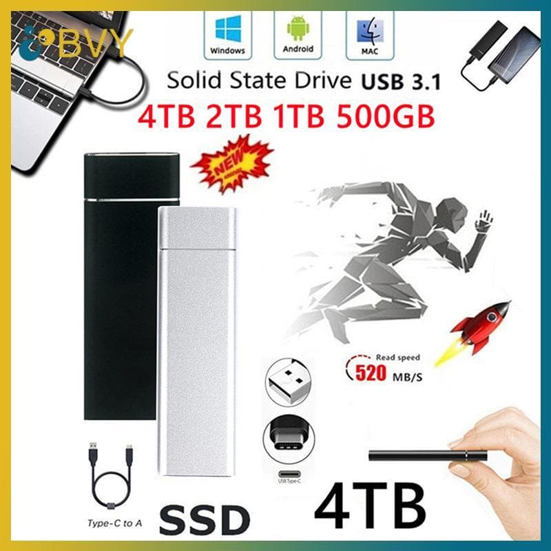 BVY SSD Externo De 4 Tb 1 2 500 Gb Disco Rígido De Estado Sólido Móvel USB 3.1 .