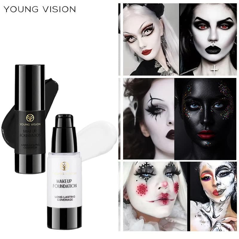 Corretivo facial Halloween imprensa branca base líquida fosco não é fácil de tirar maquiagem reparação base líquida faci