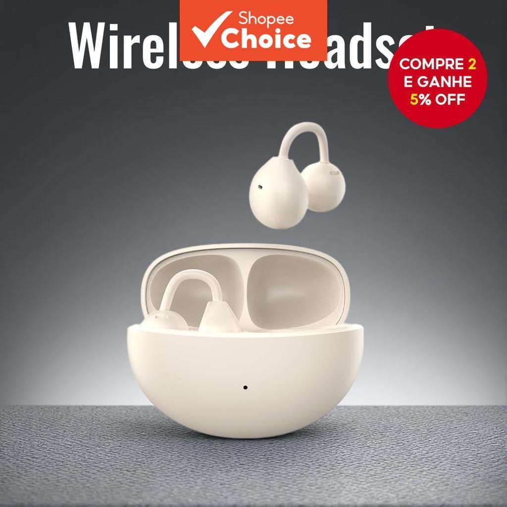 Fones de Ouvido Bluetooth Clip-On Fones Sem Fio com Microfone Headset Mãos-Livres para Esportes Corrida de Ouvido
