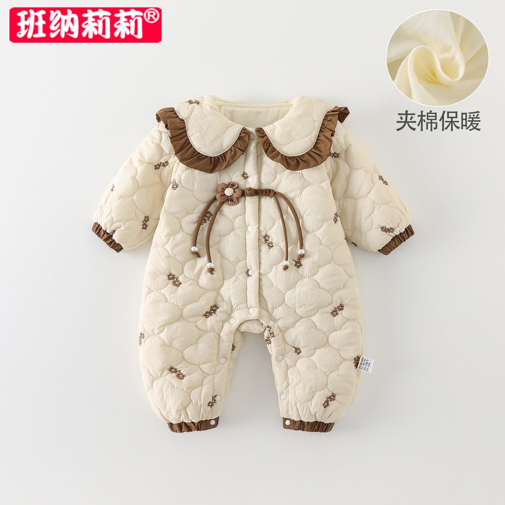 Roupas de bebê outono inverno roupas bebê menina fino algodão acolchoado final do outono macacão Outing roupas mês cheio