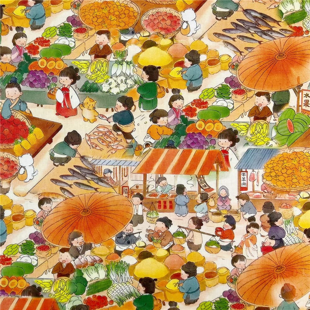 Versão Q Rush Market Mercado Assombrado Tecido de Algodão Puro Saia Infantil Tecido DIY Patchwork Artesanal DIY Feito à 