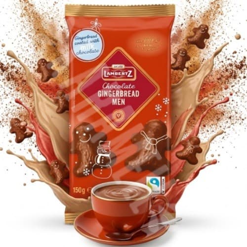Biscoitos Lambertz Gingerbread Men Milk Chocolate 150g - Importado Polônia