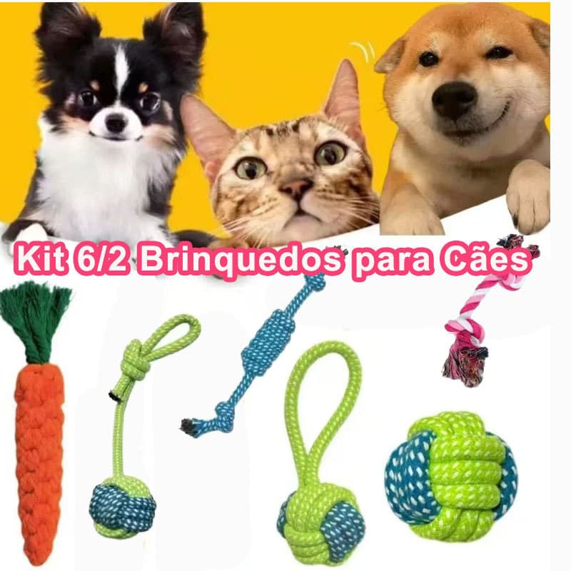 Conjunto de 6/2 peças de brinquedo para cachorro, conjunto de nó, brinquedo de treinamento Molar resistente à mordida