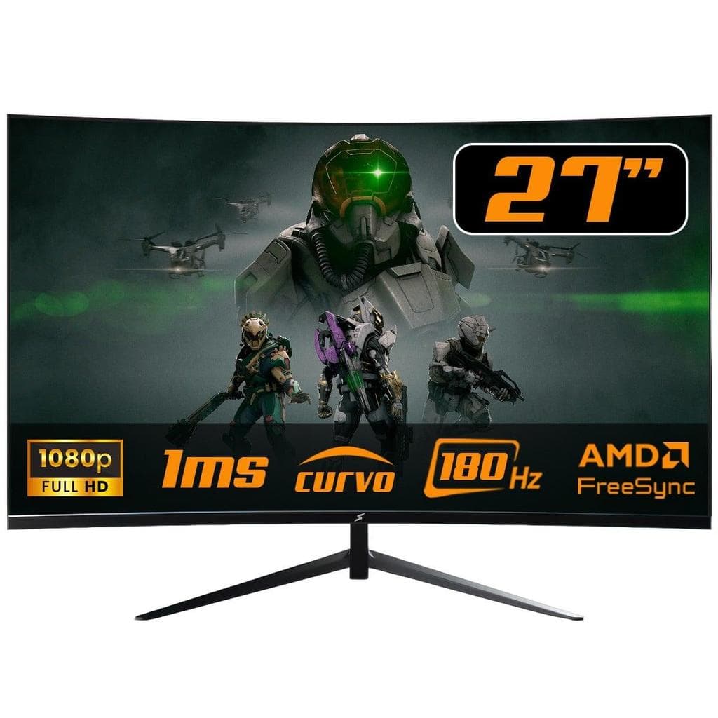 Monitor Gamer SuperFrame Precision, 27 Pol, Full HD, Curvo, VA, 180Hz, 1ms, HDR, HDMI/DP, SF-MN-PRE27FSVCD1B