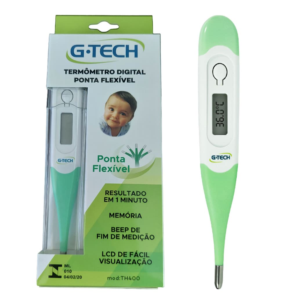 Termômetro Clínico Digital com Ponta Flexível Resistente à Água Com Memória - TH 400 - G-tech