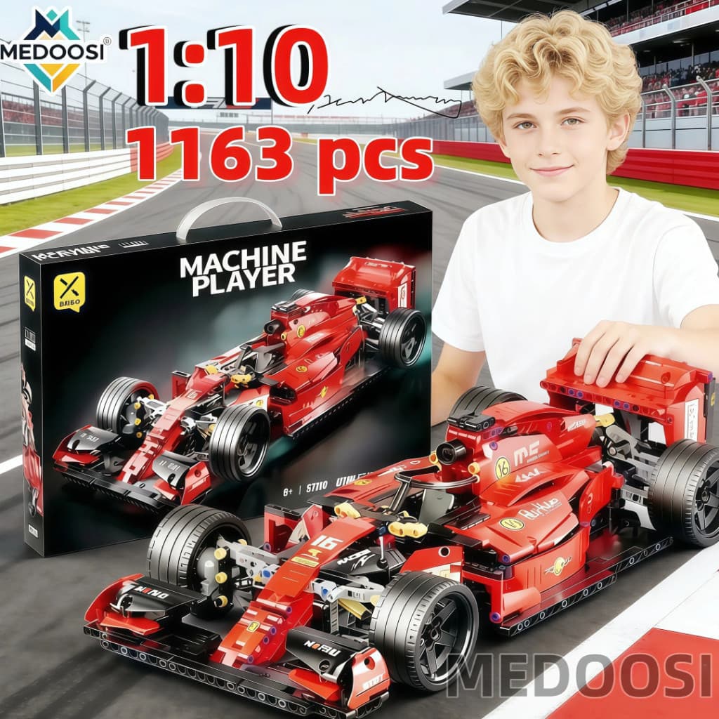 Bloco De Montar Carrinho F1 Ferrari 455 Pecas Brinquedo Educativo Infantil Aprendizado Didatico Tipo Lego Com Caixa