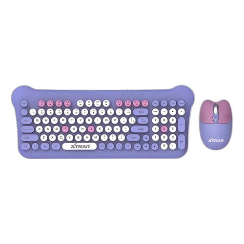 Teclado Mouse Kit Sem Fio 2.4ghz Design Gatinho Xd-616 Roxo