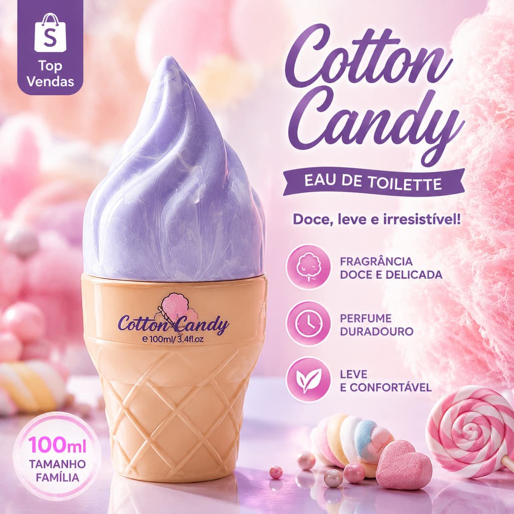 Perfume Feminino WY ICE CREAM Cotton Candy 100ml Importado Doce Gourmand Algodão Doce Alta Fixação