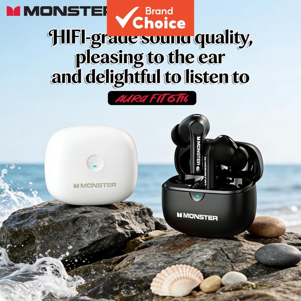 Fones de ouvido Monster GT16 em ouvido, fones de ouvido Bluetooth, som HiFi, bateria de longa duração, fones com baixa