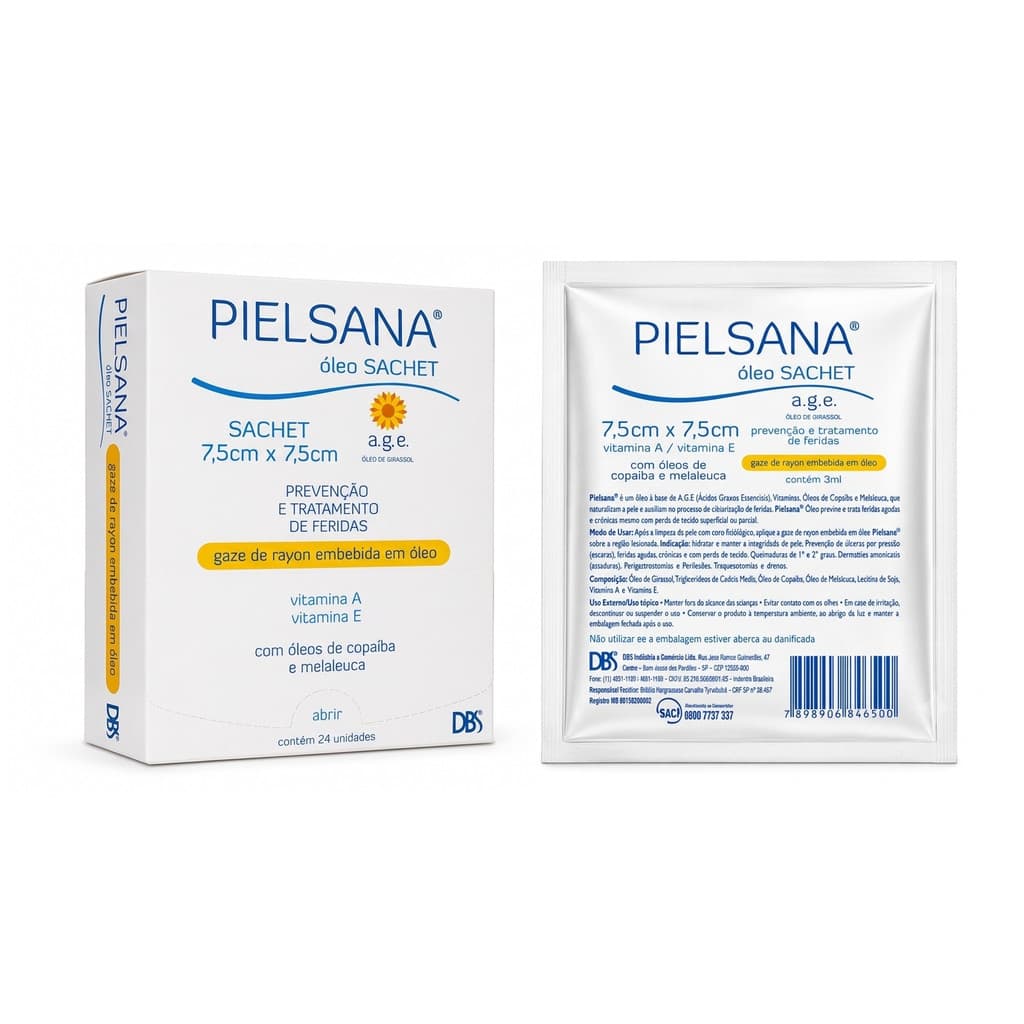 Kit 10x Curativo Gaze De Rayon Pielsana c/ oleo DBS 7,5X7,5cm