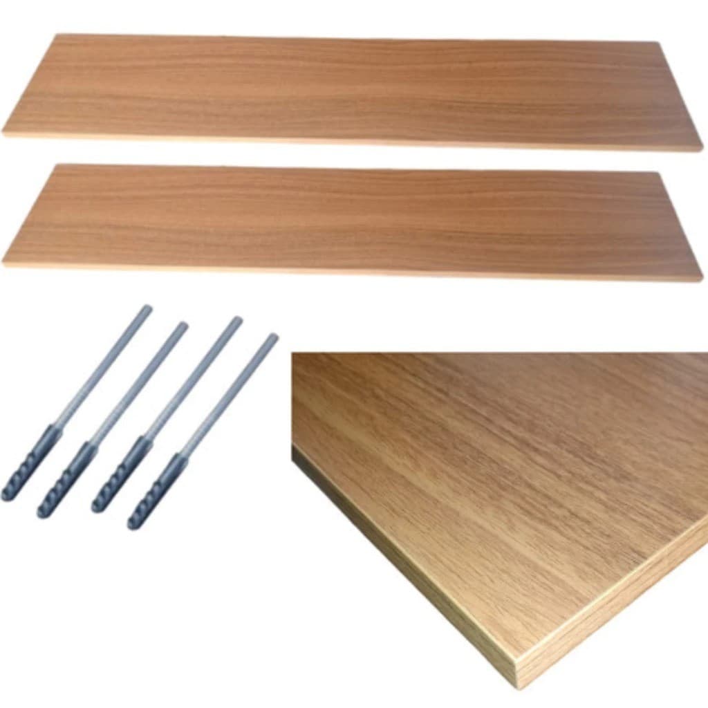 Kit 2 Estantes/Prateleiras 50cm Freijó – MDF Suporte Invisível Decorativa Parede Quarto