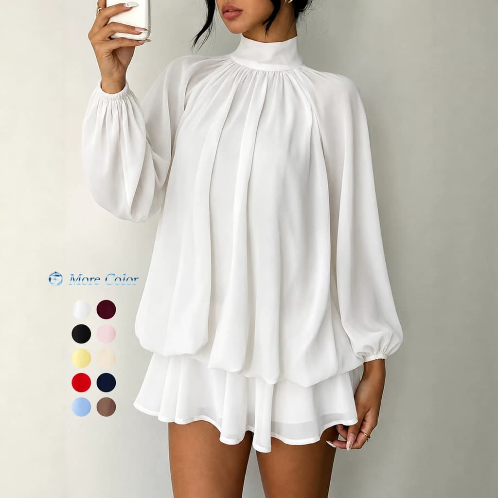 Vestido feminino de manga comprida para outono/inverno, versátil, moderno, que emagrece, saia curta lisa, vestido em est