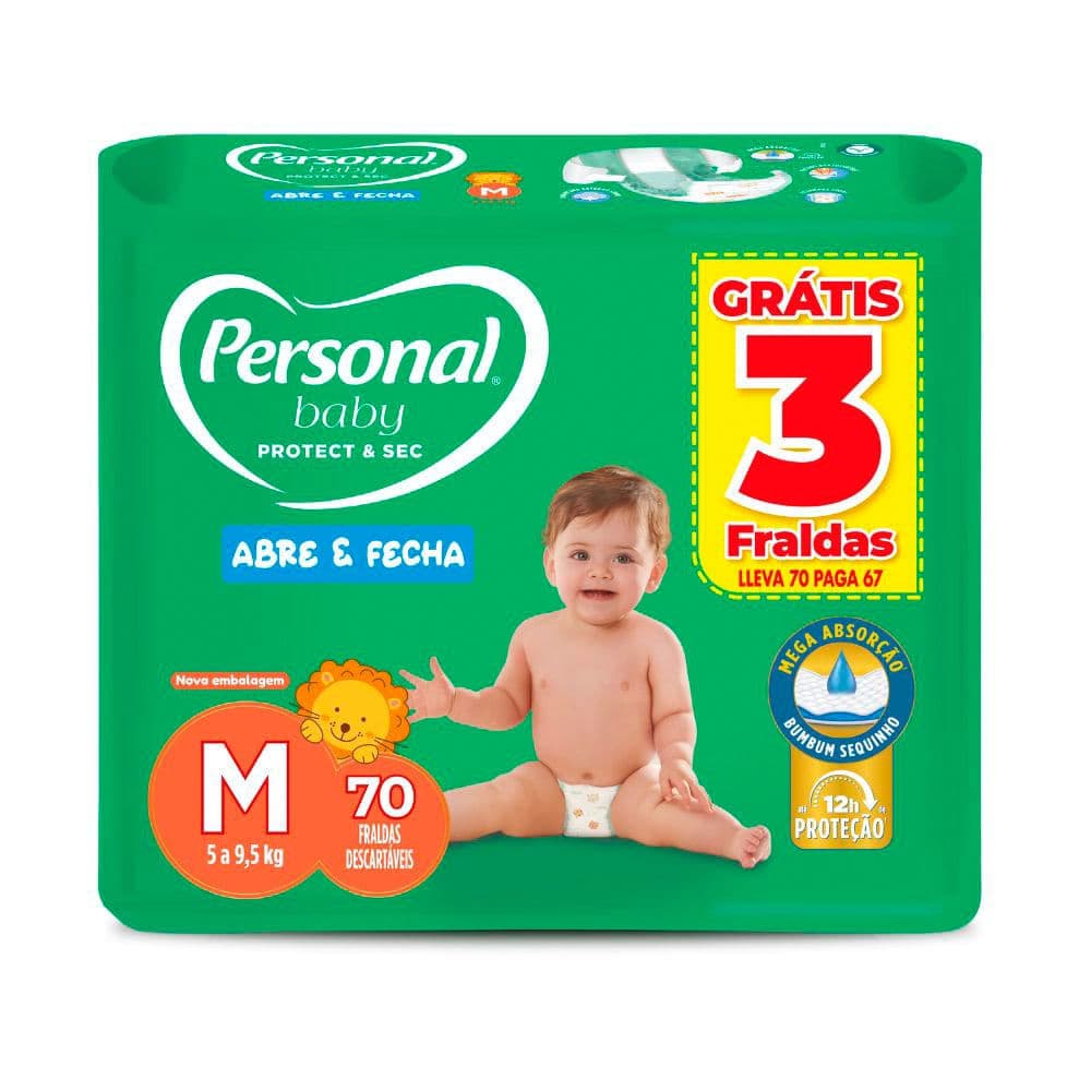 Fralda Personal Baby Protect & Sec Tamanho M Leve 70 Pague 67 Fraldas Descartáveis