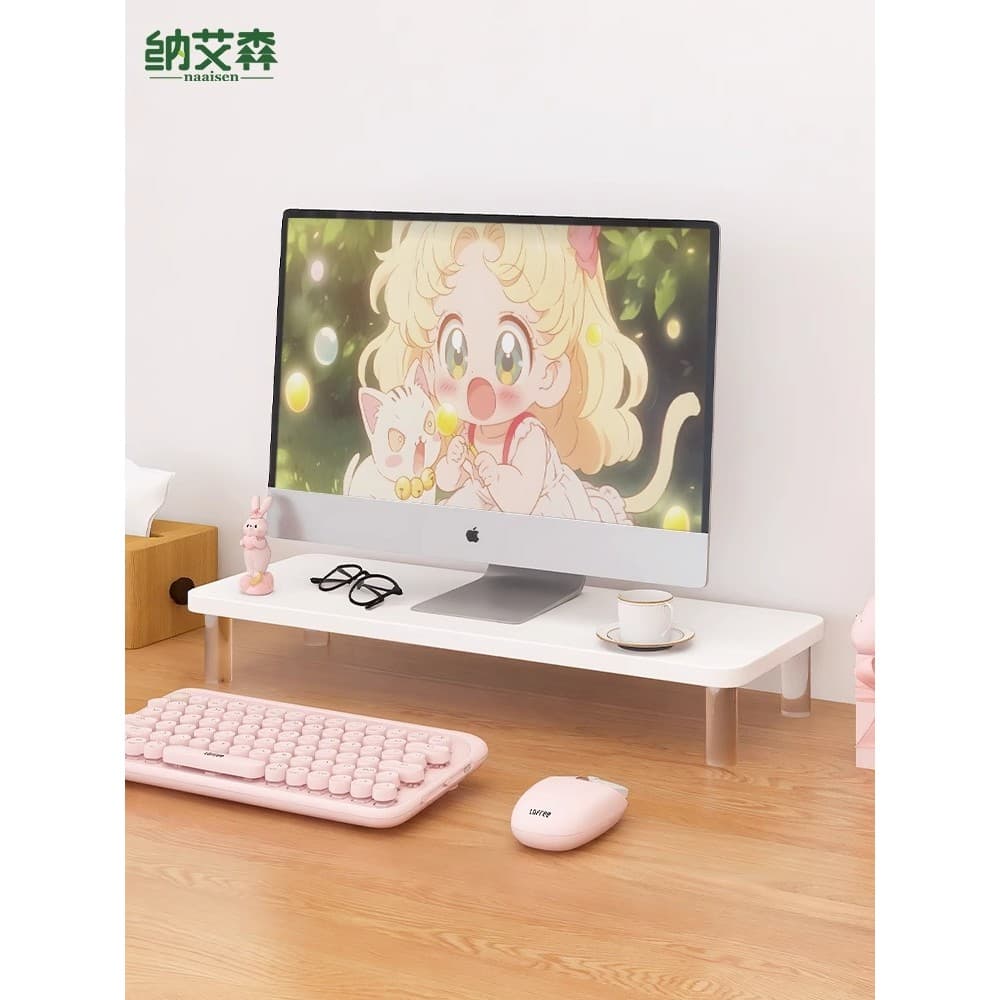 Acrílico computador elevado Rack desktop Monitor suporte branco computador mesa prateleira posição trabalho desktop