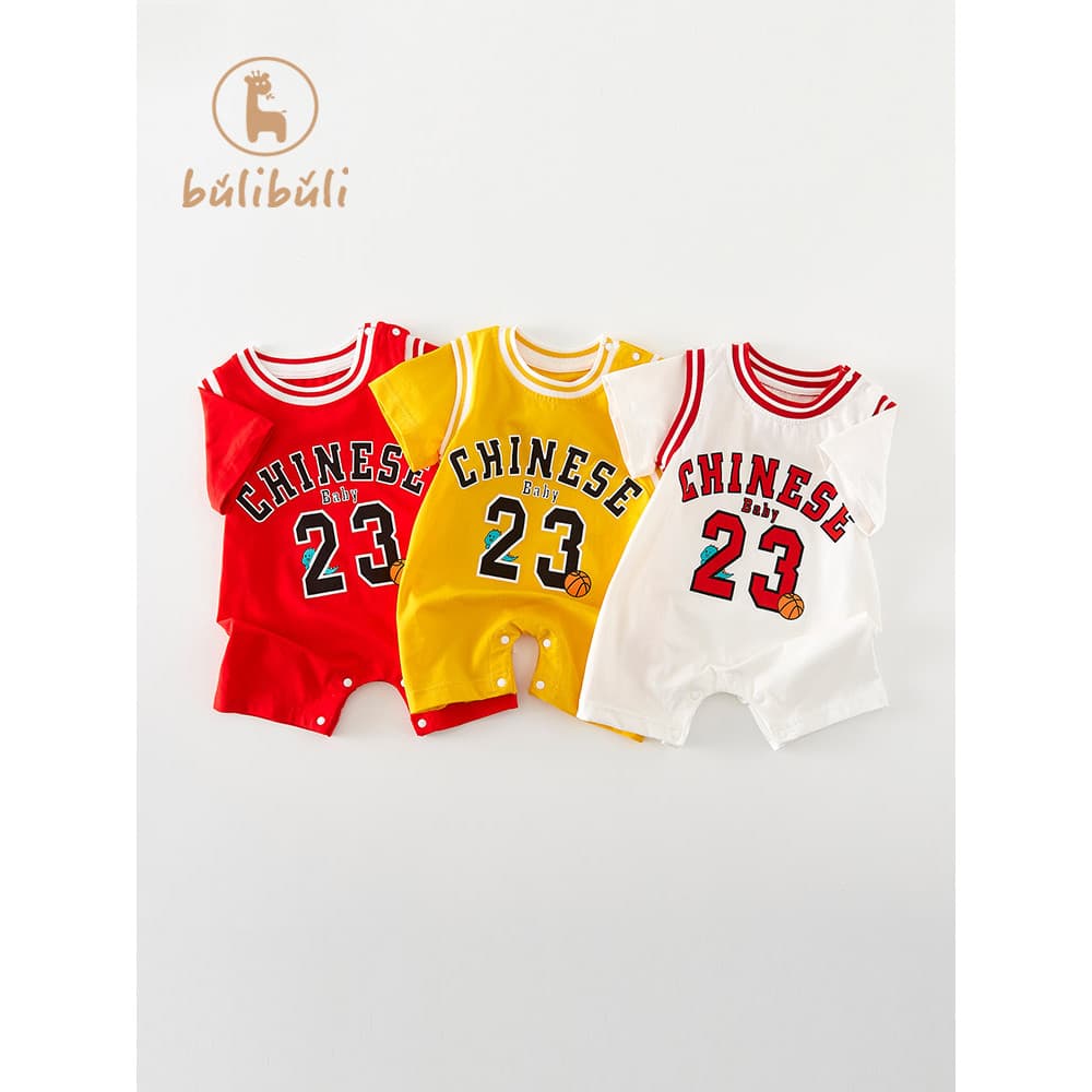 Bebê menino roupas de verão de manga curta roupas de basquete macacão verão fino bebê recém-nascido menina roupas puro a
