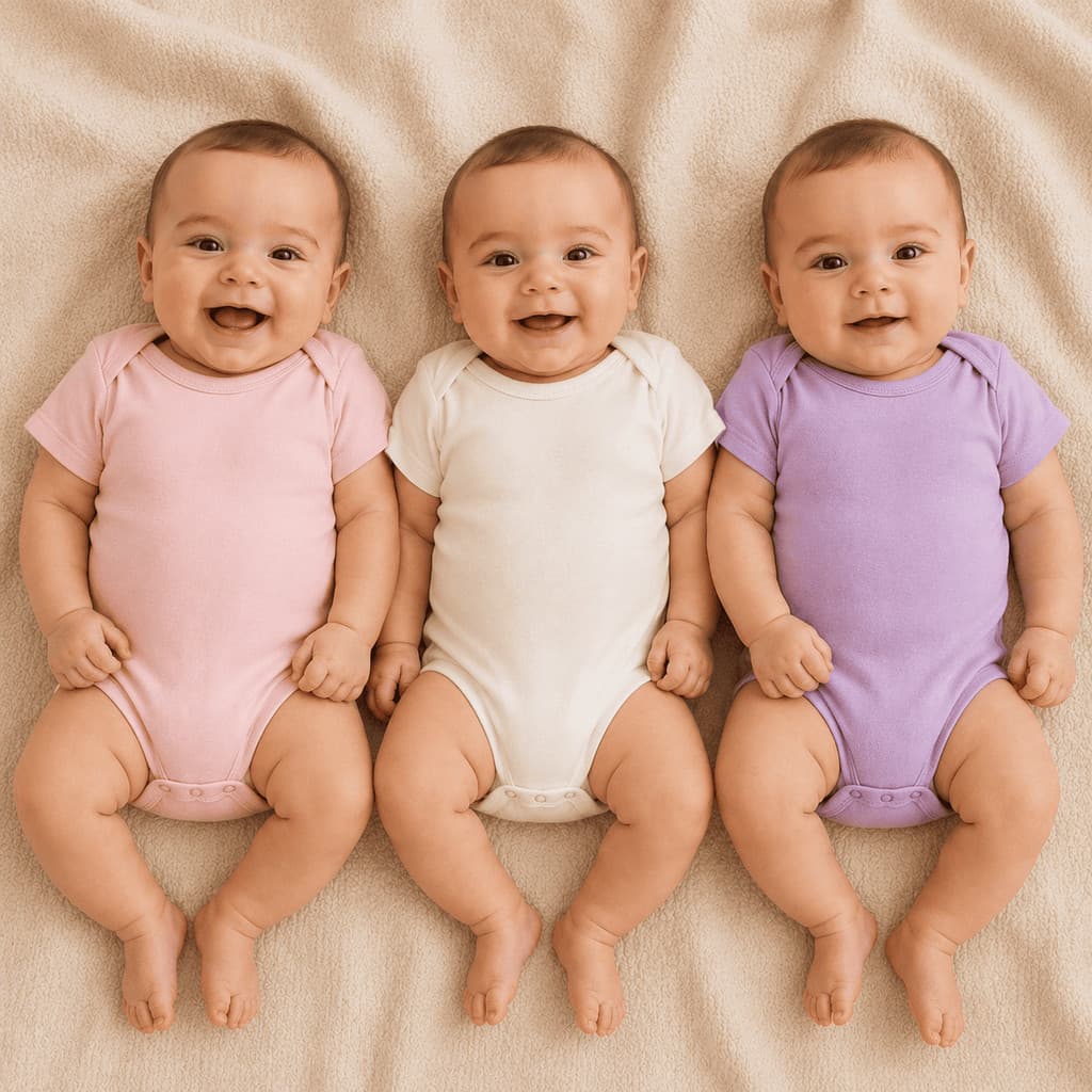 Kit 3 Body Infantil Bebê Básico Confortável Leve e Macio Manga Curta para Verão Enxoval