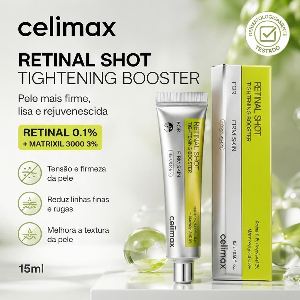 Celimax Retinal Shot Tightening Booster 15ml Sérum Facial Retinal 0.1% Anti Idade Firmador Coreano