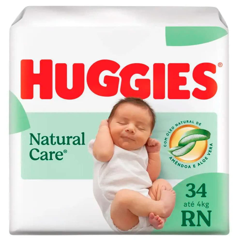 Fralda Descartável Huggies Natural Care Rn Mega Com 34