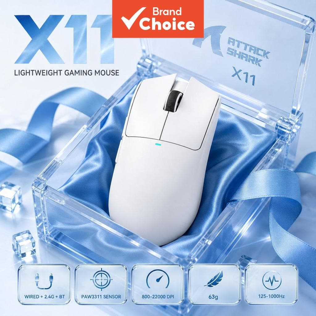 Mouse Sem Fio Bluetooth ATTACK SHARK X11, Bateria Recarregável de 300mAh, Carregamento Magnético Rápido, Mouse de