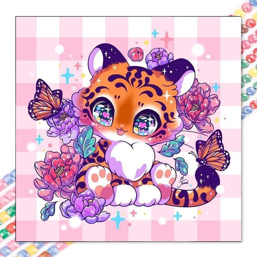 5D diy diamante completo redondo pintura diamante-Kit de pintura diamante bonito tigre mosaico lona diy arte da parede, 