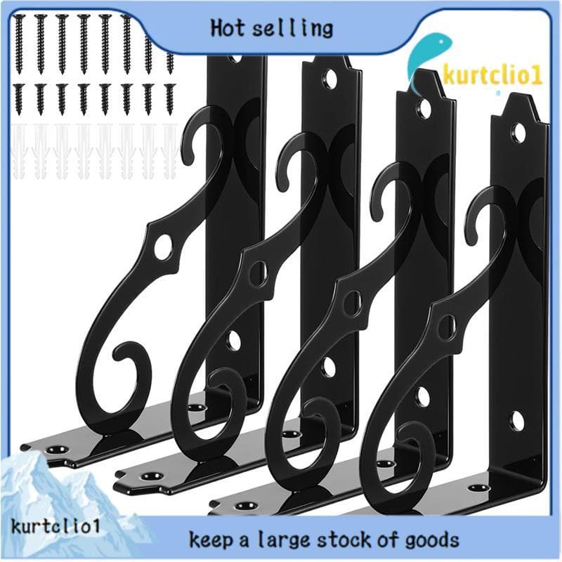 Suporte De Prateleira Em Forma De L Metal Montado Na Parede Resistente , 4 Suportes Decorativos De Pacote , 5 Polegadas 