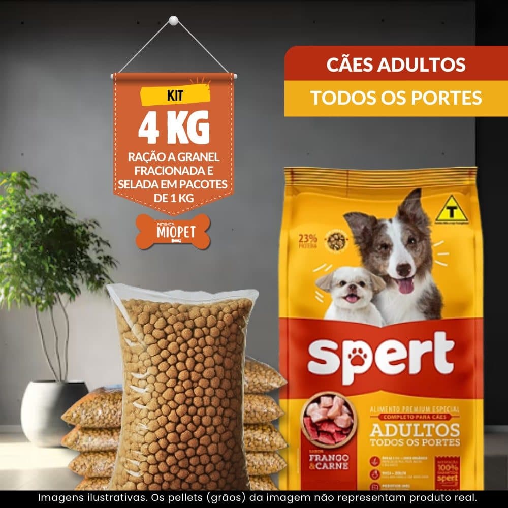 Ração Para Cachorro Spert Cães Adultos a Granel – Sabor Carne e Frango | 23% Proteína | Embalagem Selada por Quilo