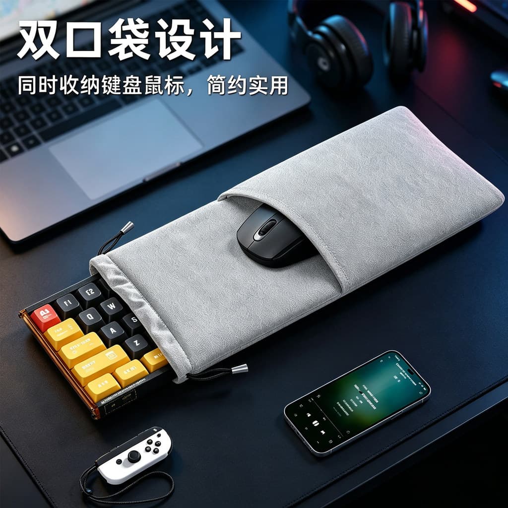 Saco de armazenamento de teclado mecânico de veludo dupla face Saco de pó de Mouse Teclado Bluetooth Universal 68 teclas