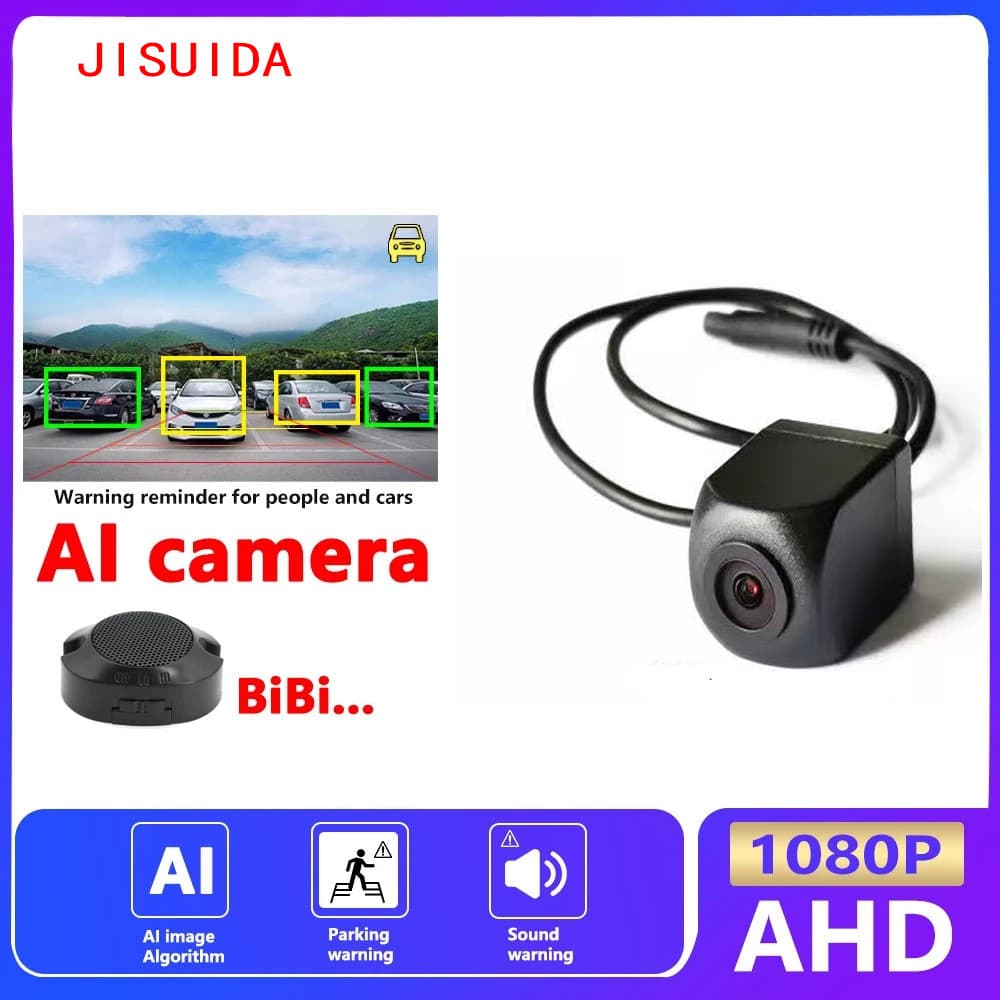 AI Carro AHD Câmera De Visão Traseira Preto Noturna Grande Angular Inteligência Artificial HD Estacionamento Reverso Veí