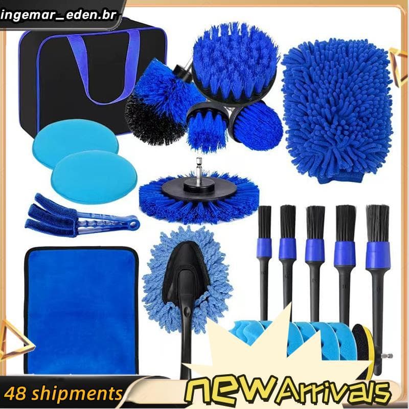 Conjunto De Acessórios De Broca Elétrica Escova-24 Peças De Lavagem De Carro Ferramenta De Polimento Kit De Limpeza De C