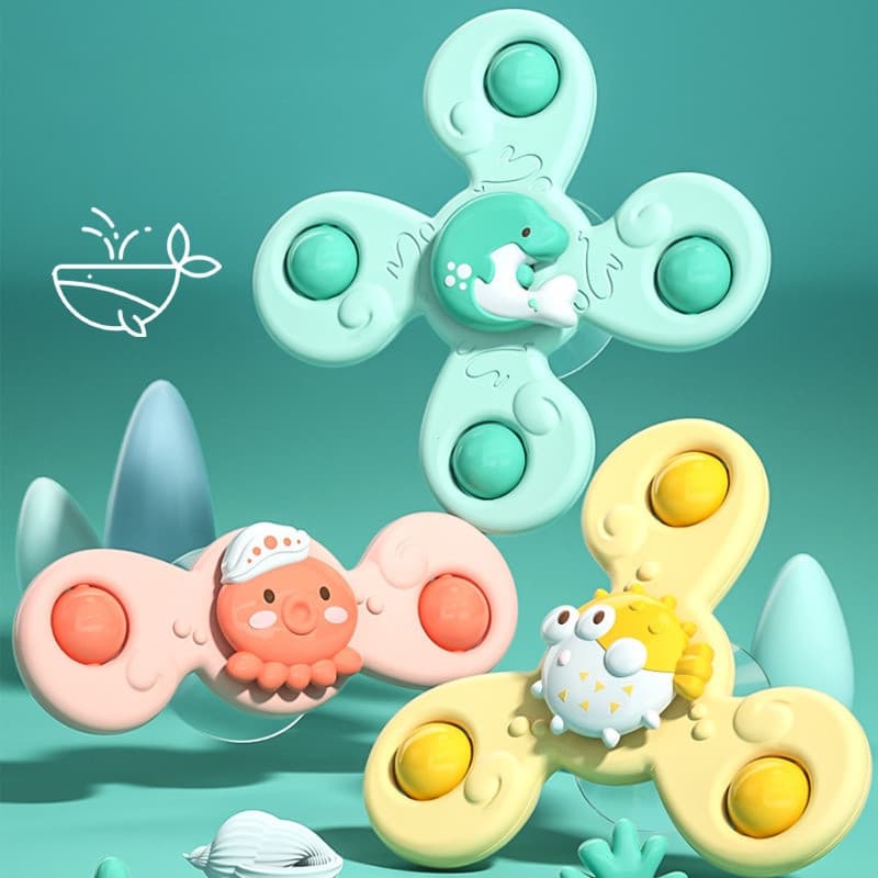 Brinquedos sensoriais educativos para crianças, brinquedos divertidos para banho, brinquedos movidos a vento com ventosa