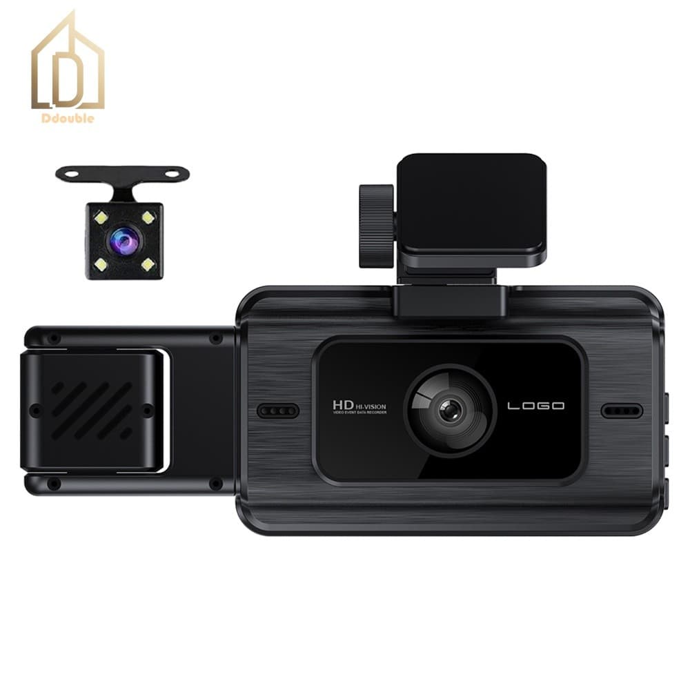 Carro DVR Dash Cam 1080P Frente Traseira Dentro 3 Canais [Ddouble.br]