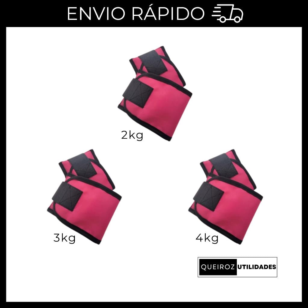 KIT Caneleira de Peso - cor Rosa - Par de 2Kg + 3Kg + 4Kg Treino/Exercício/Academia