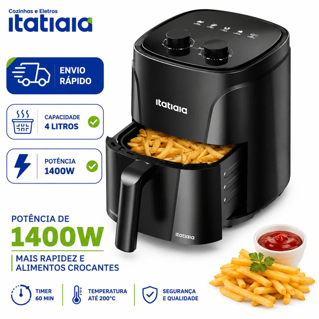 Fritadeira Elétrica Itatiaia 4 Litros 127V 1400W Sem Óleo