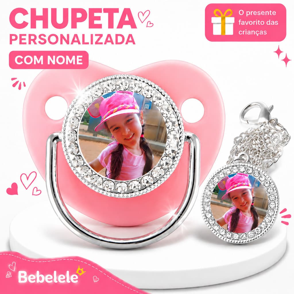 Chupeta para bebês com foto personalizada do bebê, chupeta de silicone sem BPA &CJD5 5TSL