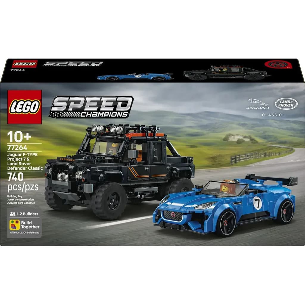 LEGO Speed Champions 77264 Jaguar Project 7 e Land Rover Defender 740 Peças Dupla de Carros para Montar e Colecionar