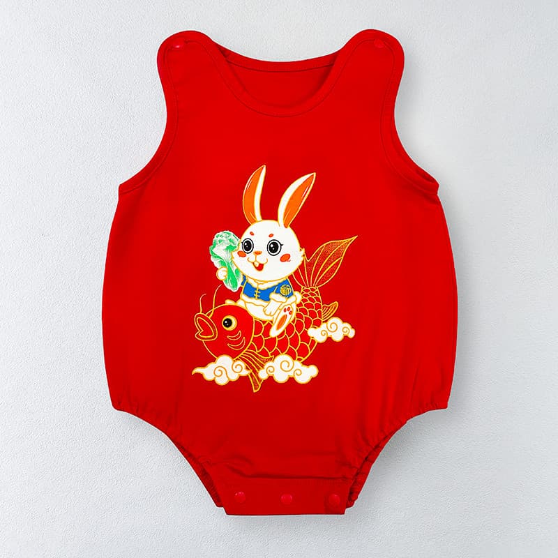 Menino bebê mês inteiro banquete roupas verão século-Old roupas de uma peça colete vermelho macacão bebê menina bebê est