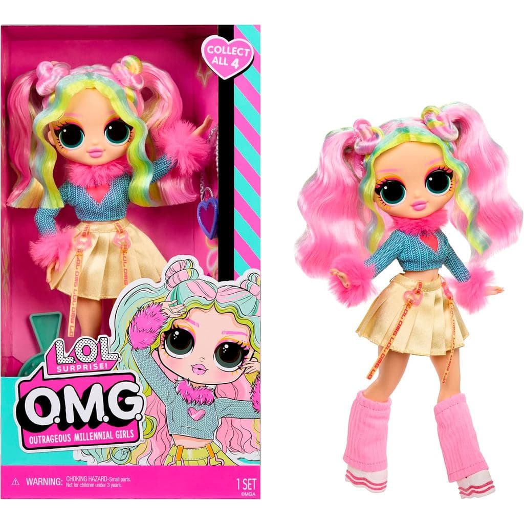Original L.O.L. Boneca Fashion Surprise OMG Bubblegum DJ, Boneca Irmã Mais Velha Articulada de 11 Polegadas, Roupas e Ac