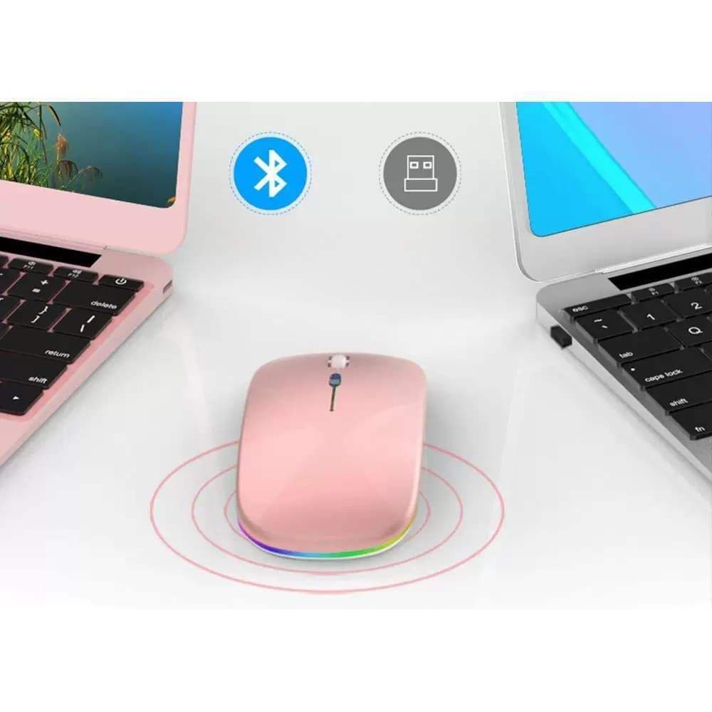 Mouse Gamer Sem Fio RGB Recarregável Silencioso Design Ergonômico Cores Variadas