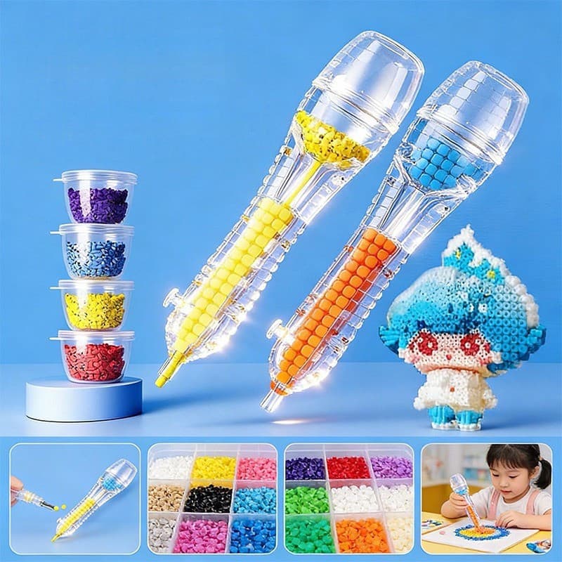 Kit de 1000 Peças de Miçangas Fusíveis DIY, Brinquedo de Artesanato 3D com Acessórios, Brinquedos Educativos para Crianç