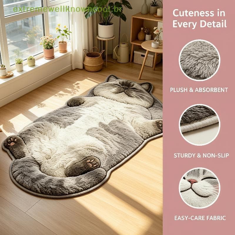 EWC Adorável Gato Padrão Área Tapete Antiderrapante Pilha Baixa 1PC Para Sala De Estar Quarto Decoração Casa Quente