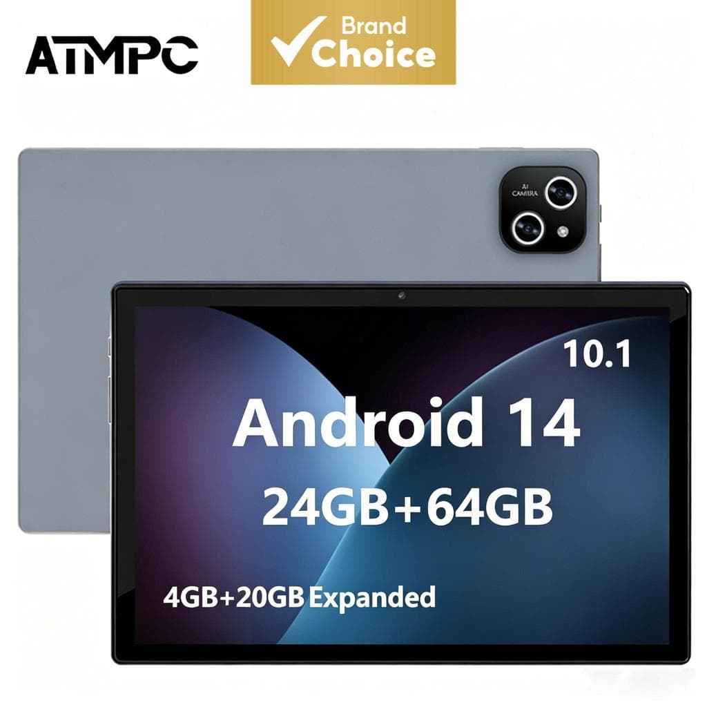 Tablet infantil ATMPC de 10 polegadas, tablets Android, 10 polegadas, octa- 24 GB (4+20 expansíveis) de RAM, bateria de