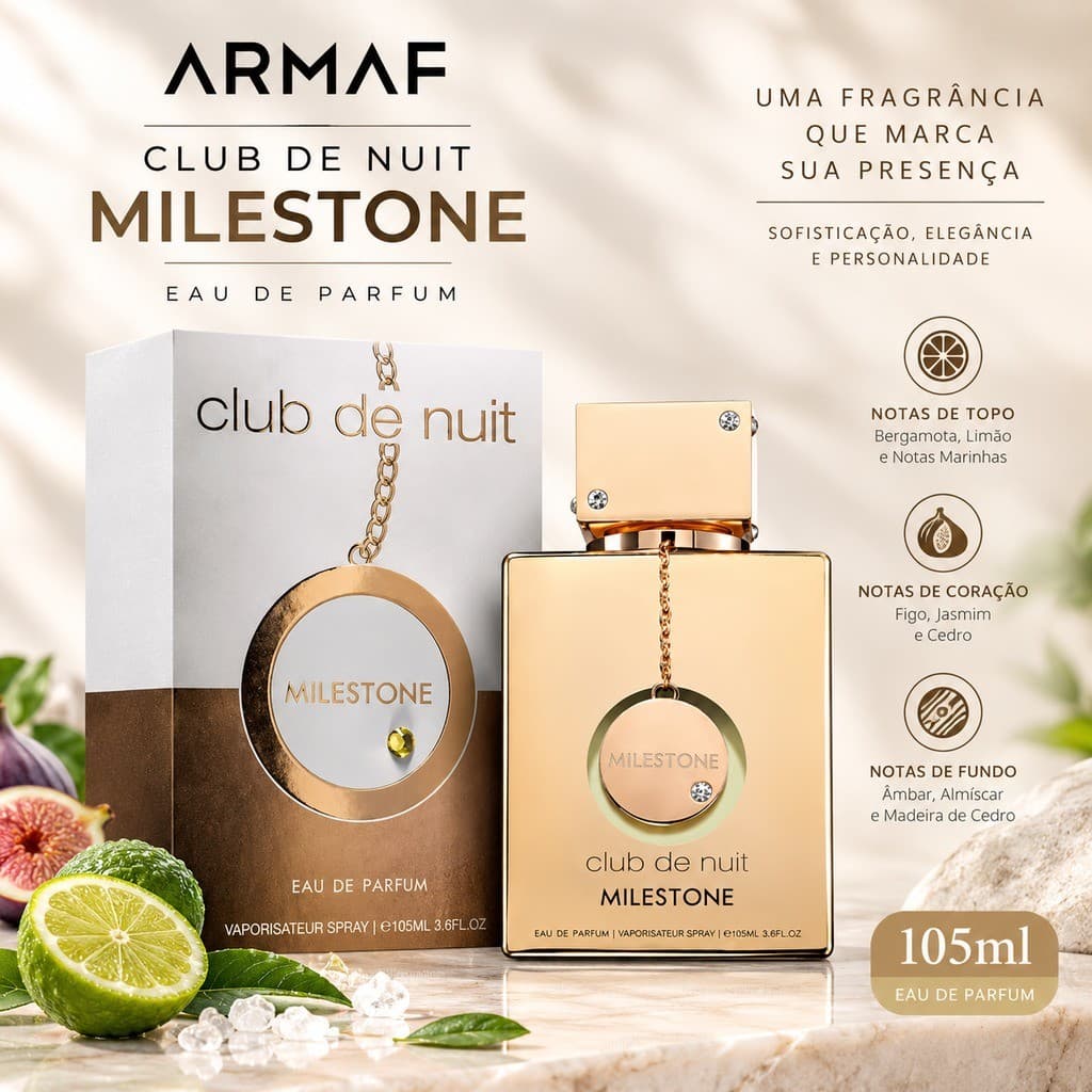 Armaf Club de Nuit Milestone EDP 105ml Perfume Masculino Importado Eau de Parfum Fragrância Marcante