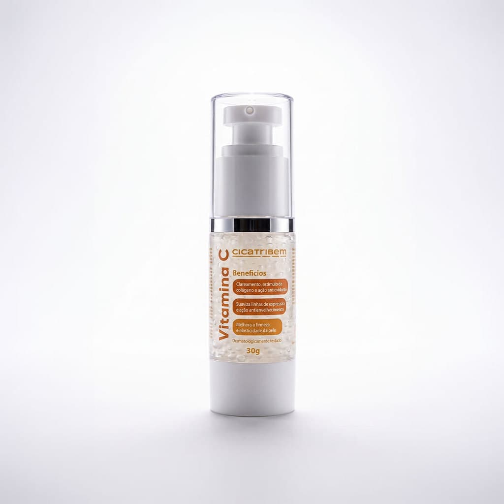 Sérum Facial Pérolas de Vitamina C Cicatribem 30g Nanoencapsulado Iluminador Antioxidante Uniformiza Tom Revitaliza Pele