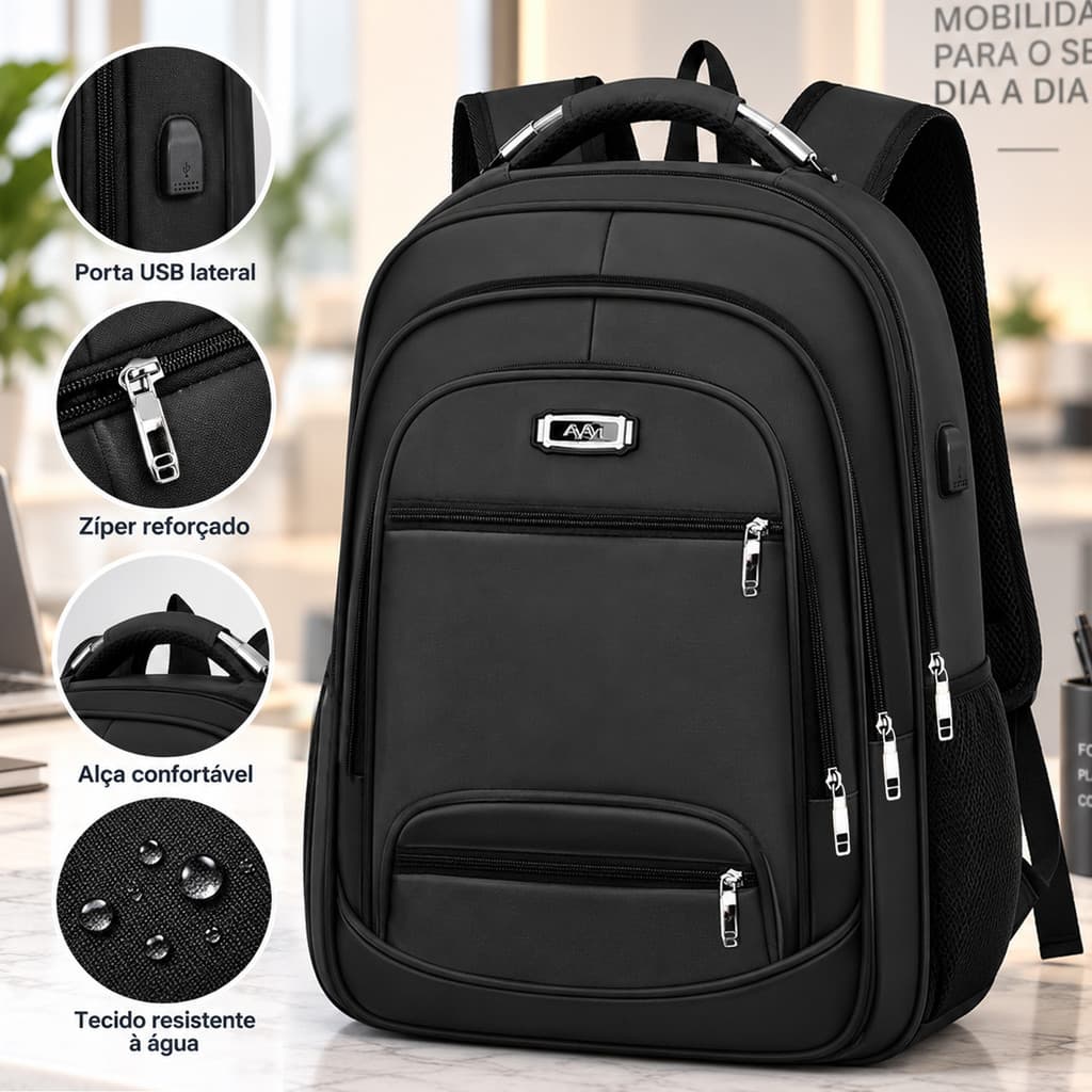 Mochila notebook masculina varios bolsos compartimentos amplo espaço para notebook 15.6 polegadas trabalho escola viagem